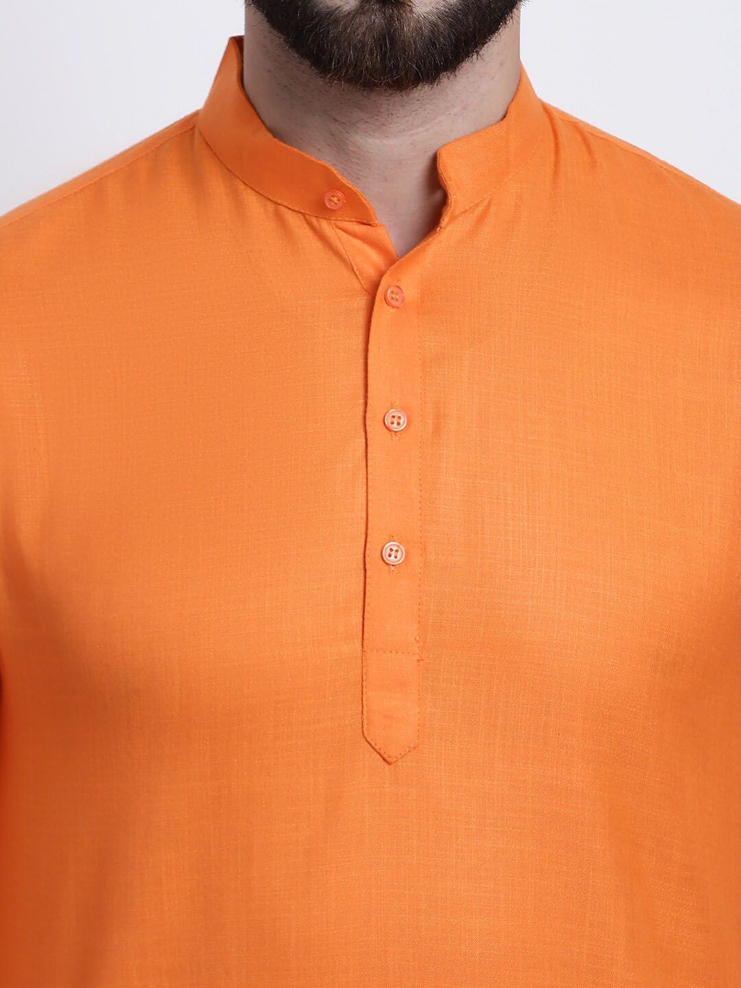 SOJANYA Men Orange Thread Work Kurta