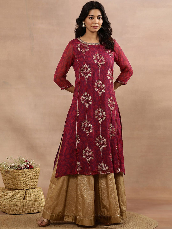W Ethnic Motifs Printed Regular Kurta with Skirt