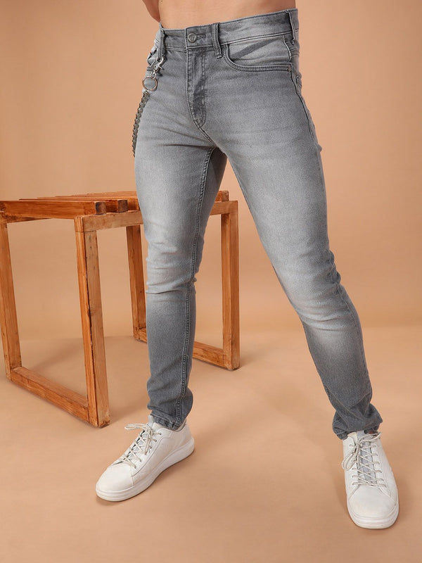The Indian Garage Co Men Grey Slim Fit Mid-Rise Clean Look Jeans