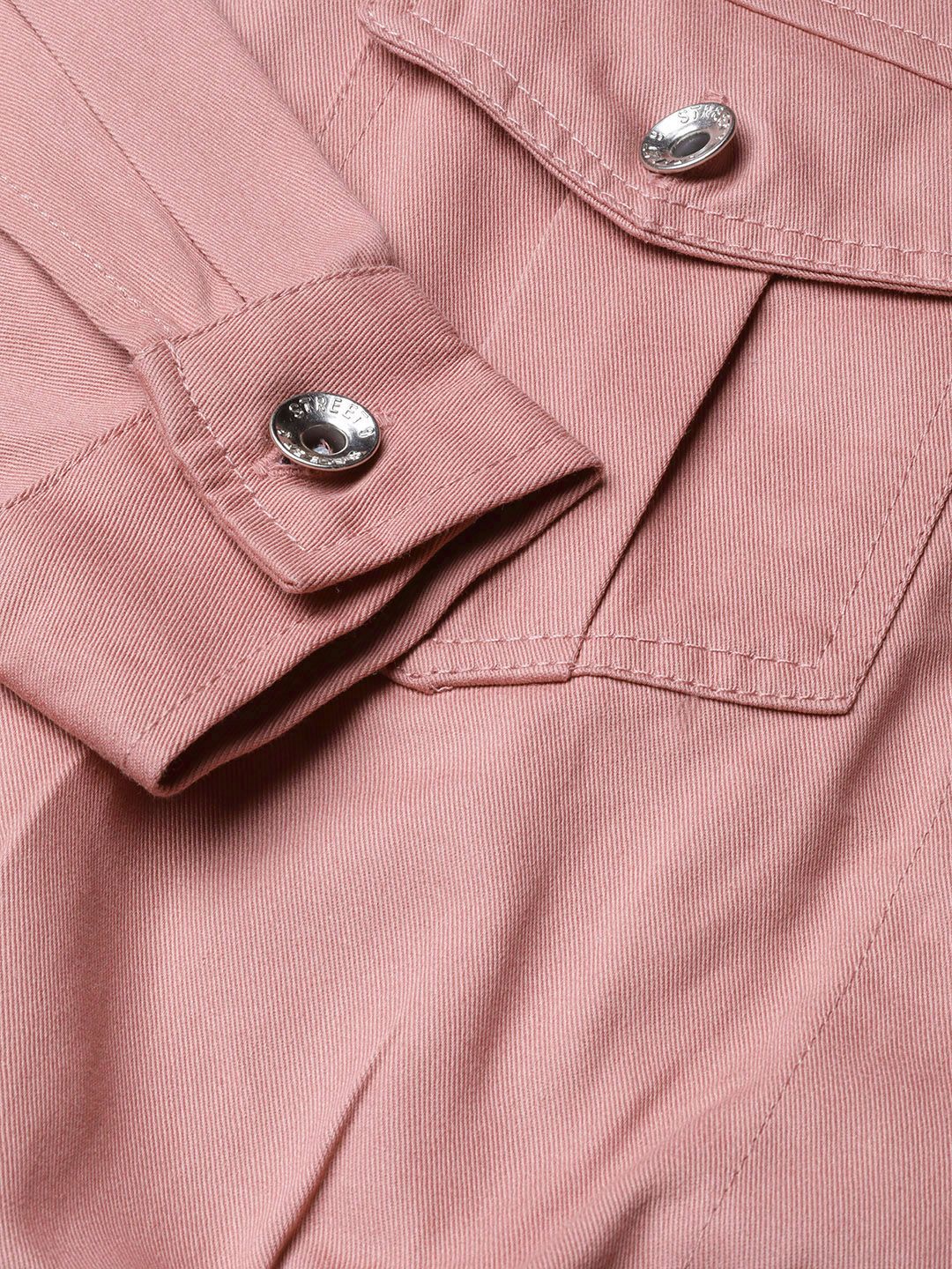STREET 9 Women Mauve Solid Denim Jacket