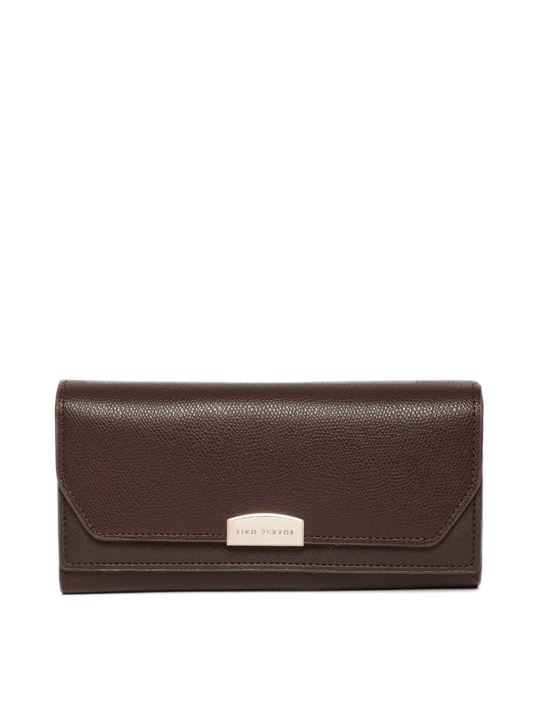 Lino Perros Women Brown Solid Three Fold Wallet