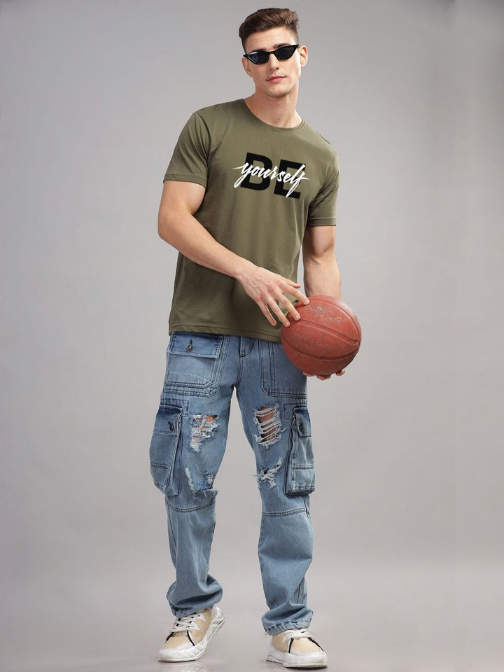 ADRO Men Typography Printed Applique T-shirt