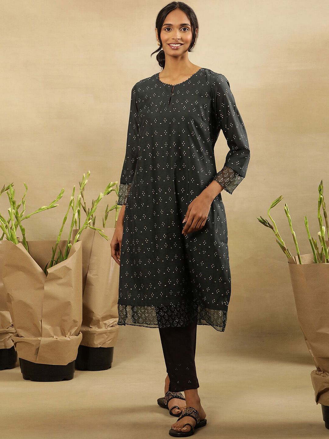 Folk Song  Abstract Printed  A-Line Kurta