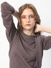 RAREISM Round Neck Acrylic Tie up Shimmer Sweater