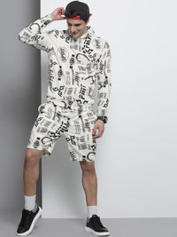 The Indian Garage Co Men White Printed Hooded Sweatshirt