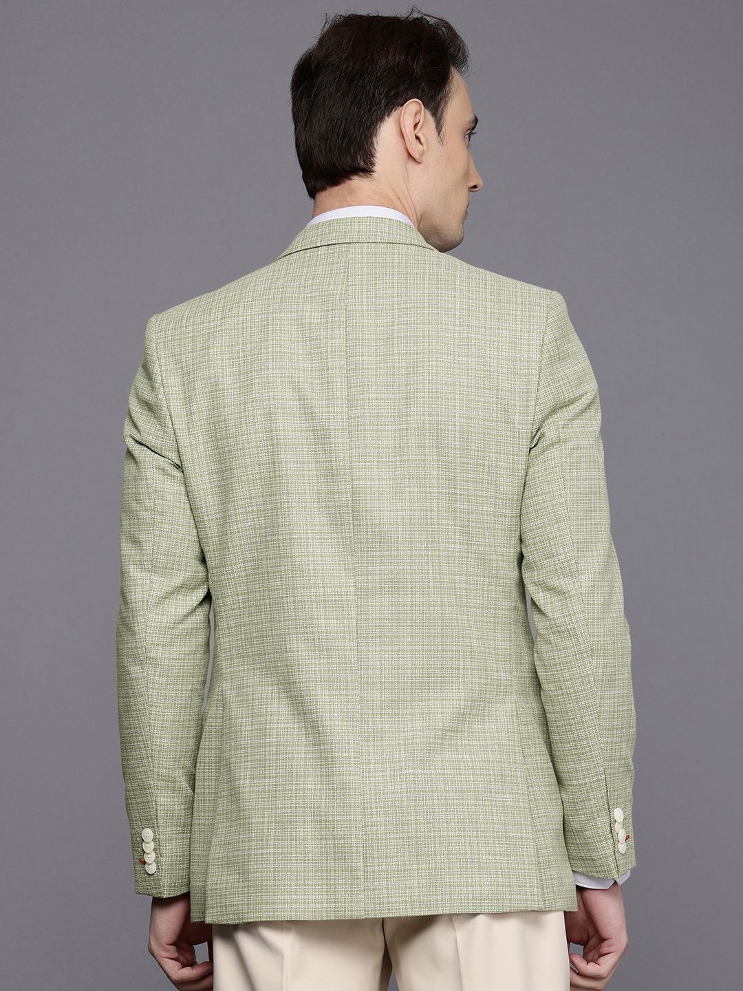 Raymond Contemporary Fit Checked Single-Breasted Formal Blazer