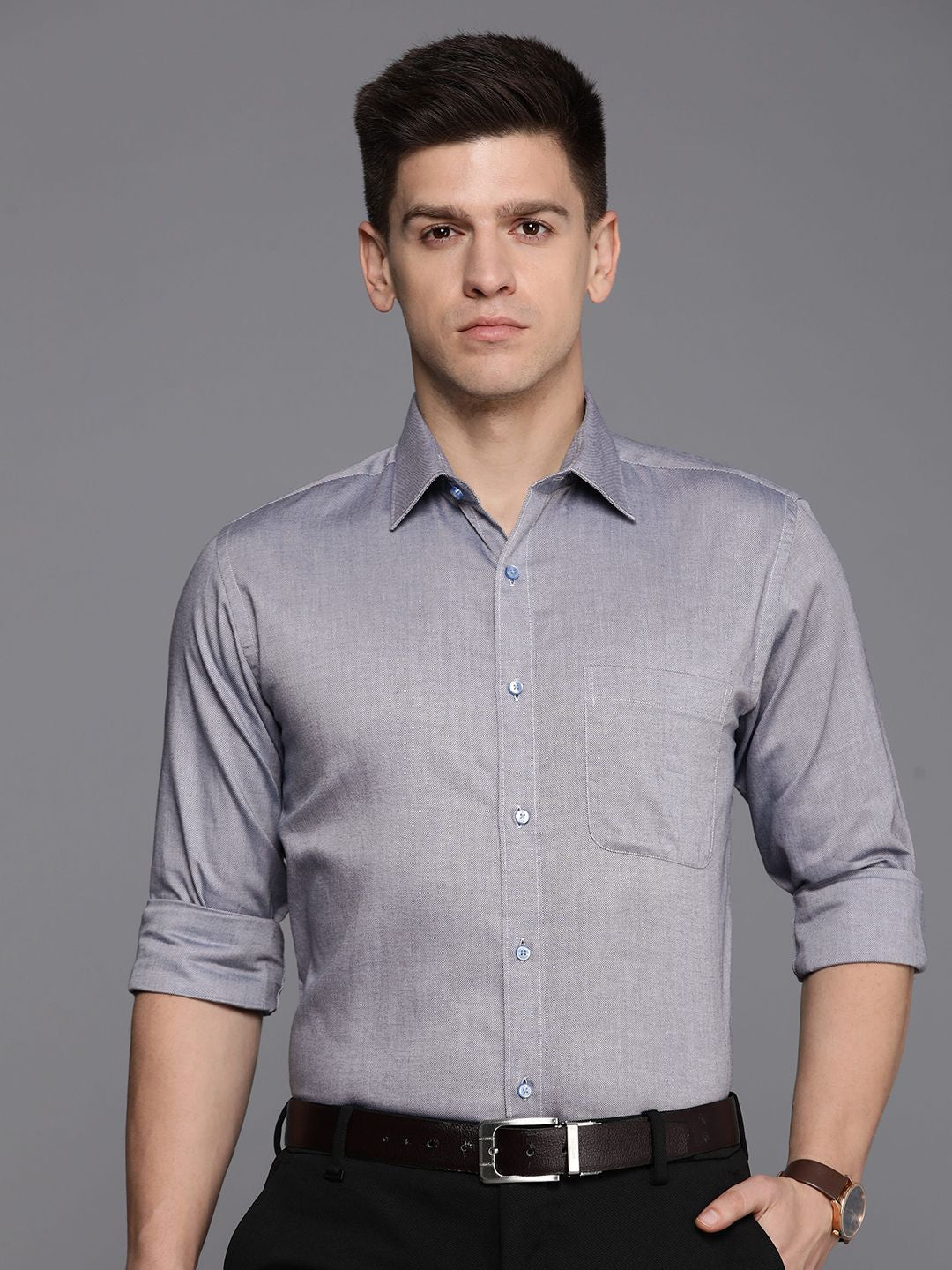 Raymond Self Design Slim Fit Pure Cotton Formal Shirt
