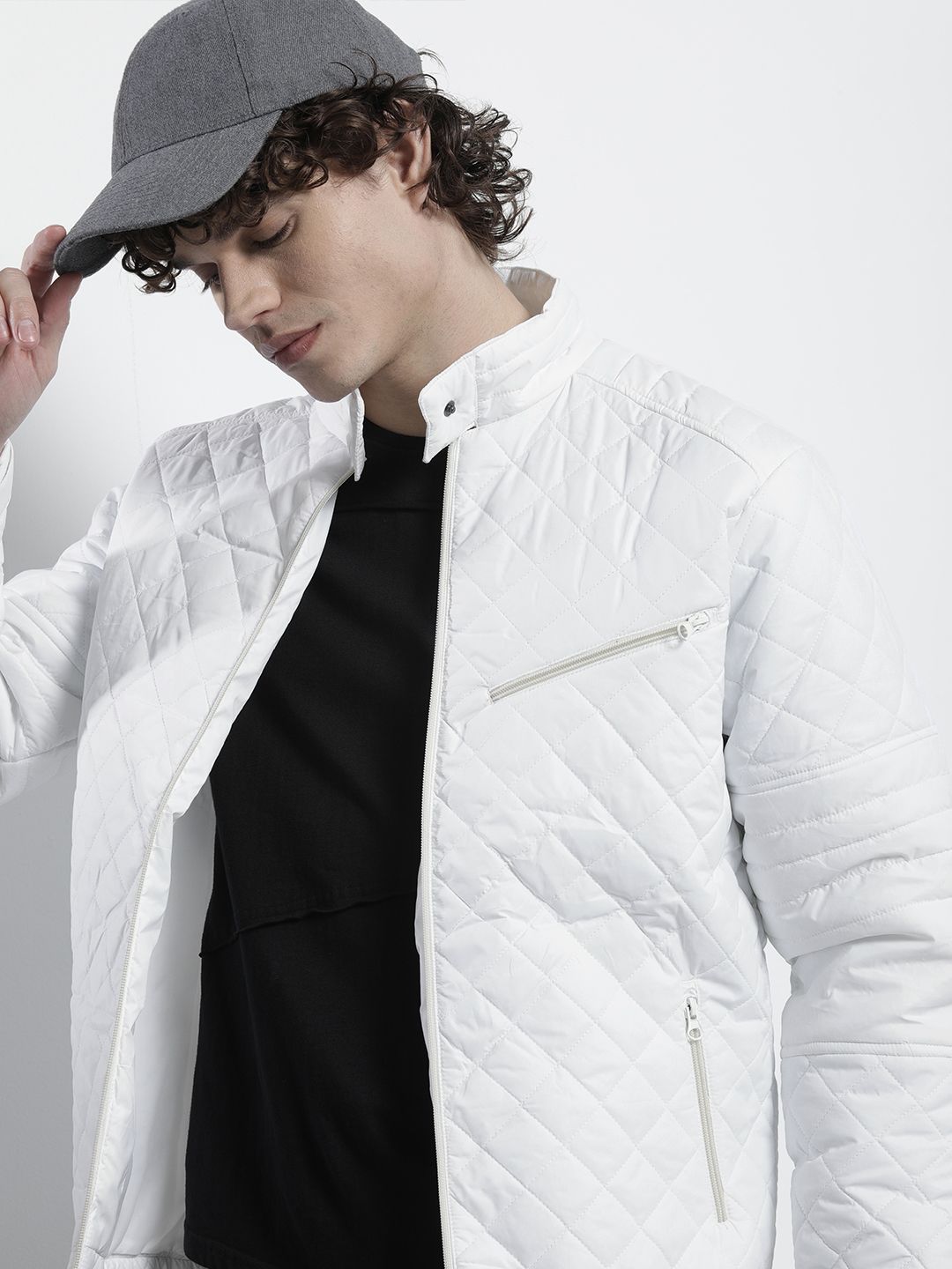 The Indian Garage Co Men Slim Fit Zip-Front Puffer Jacket with Insert Pockets