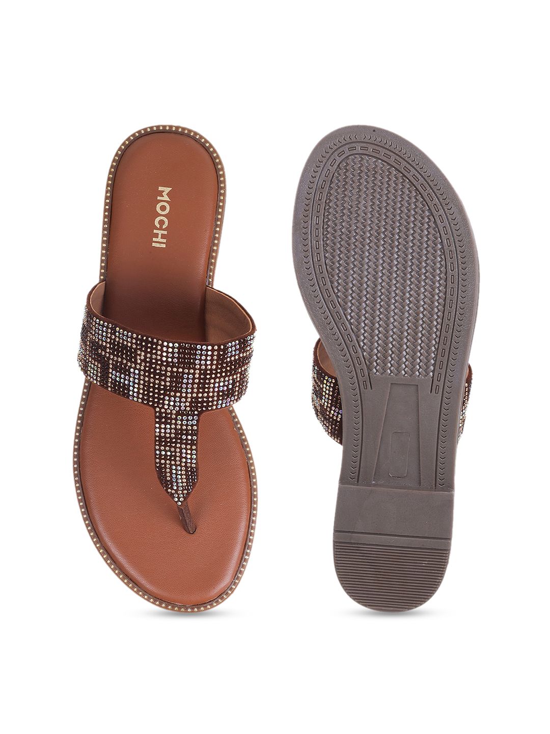 Mochi Embellished Open Toe Flats