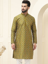 SOJANYA Geometric Embroidered Thread Work Silk Cotton Kurta