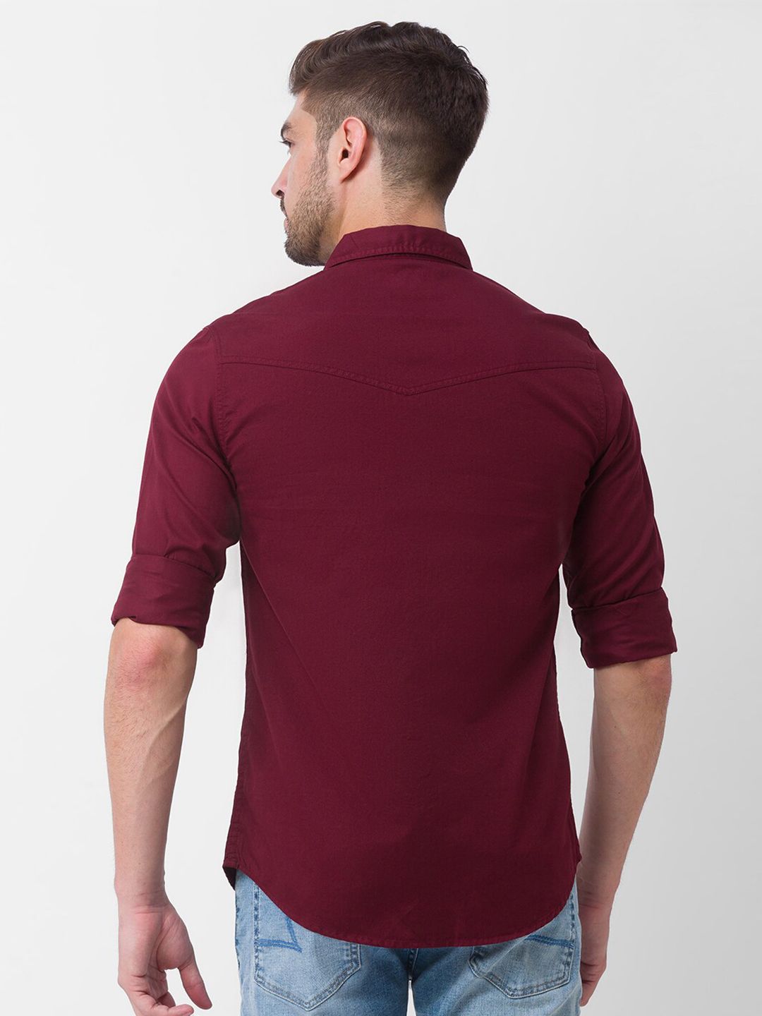 SPYKAR Men Maroon Slim Fit Casual Shirt