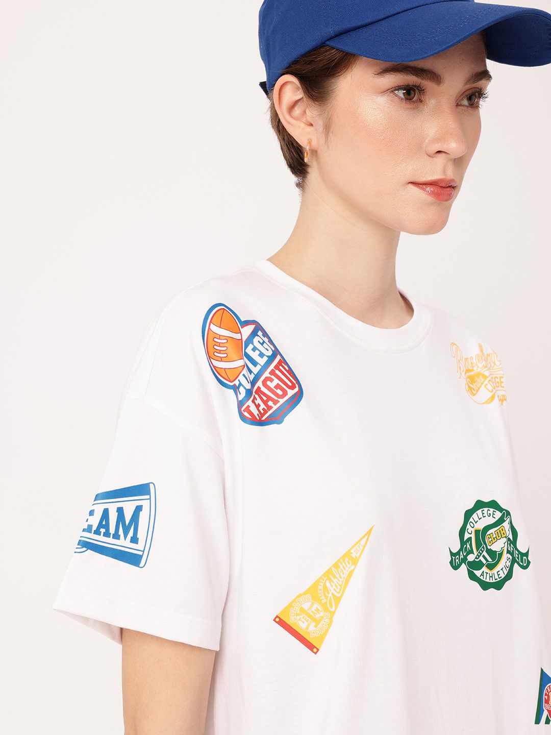 DressBerry Sporty Charm Printed Relaxed Fit Mini T-Shirt Dress