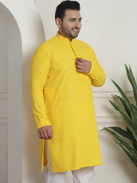 SOJANYA PLUS Geometric Embroidered Sequinned Cotton Straight Kurta