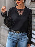 all about you Black Self Design Puff Sleeves Top