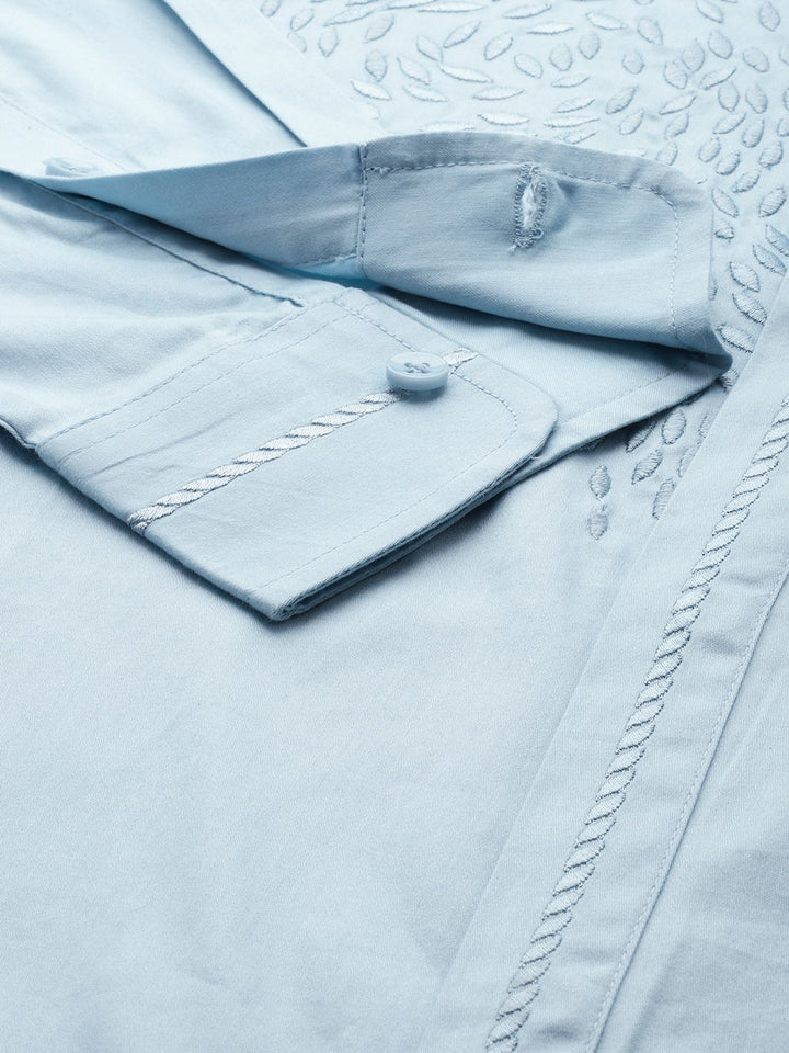 House of Pataudi Self Design Pure Cotton Opaque Party Shirt