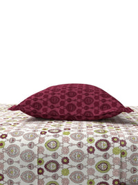 TRIDENT Advait Lime Carnival Flat 144TC Queen Cotton Bedsheet Set