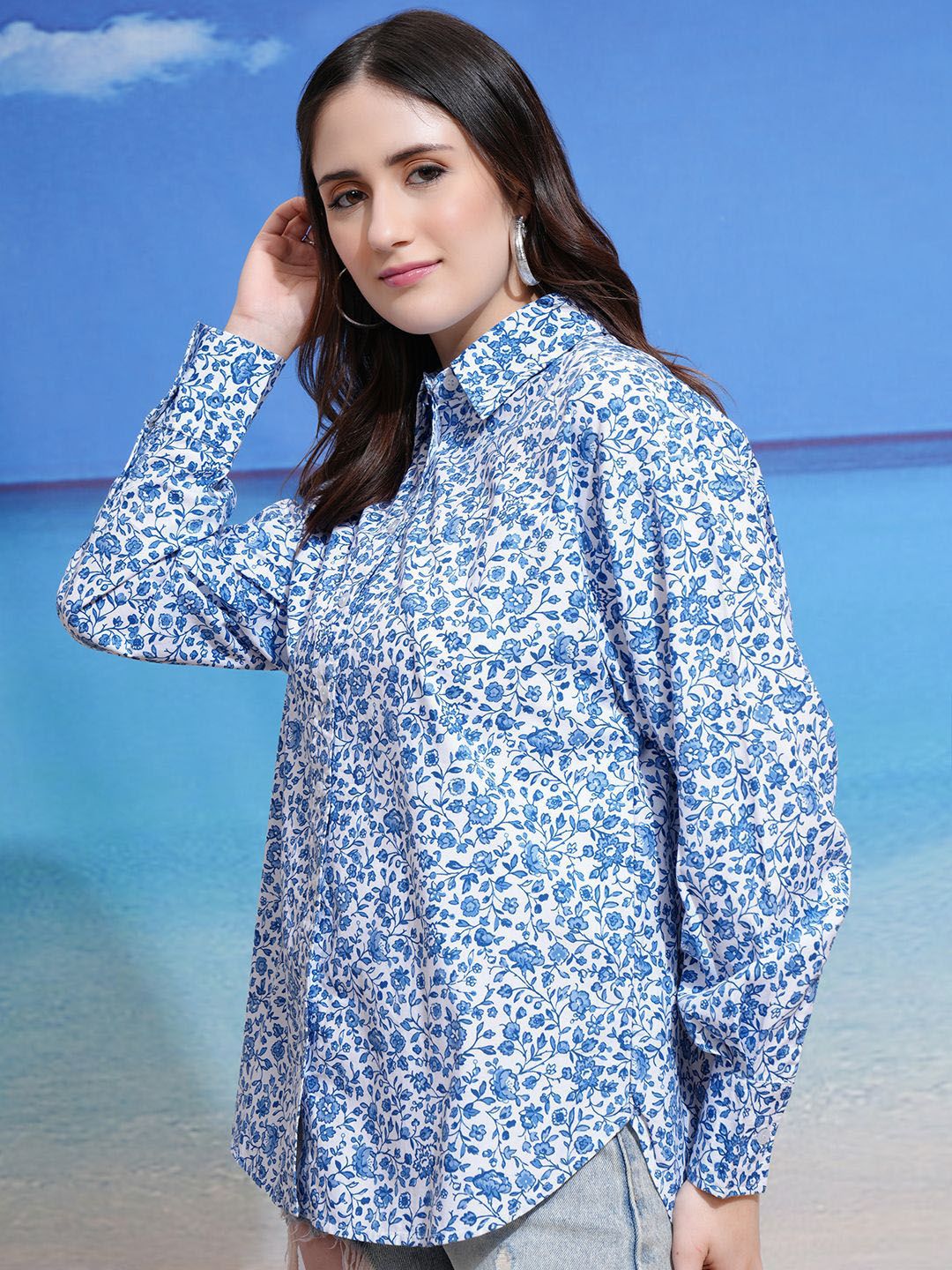 Tokyo Talkies Women Mui Floral Button-down Oversized Shirt