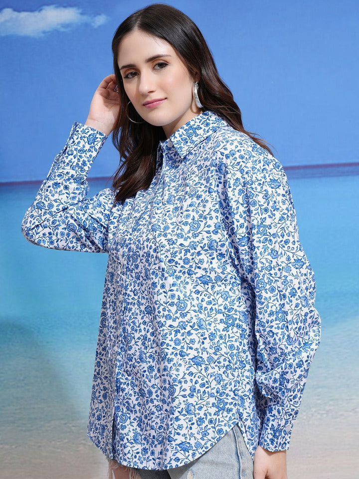 Tokyo Talkies Women Mui Floral Button-down Oversized Shirt