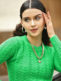 STREET 9 Women Green Chevron Pullover