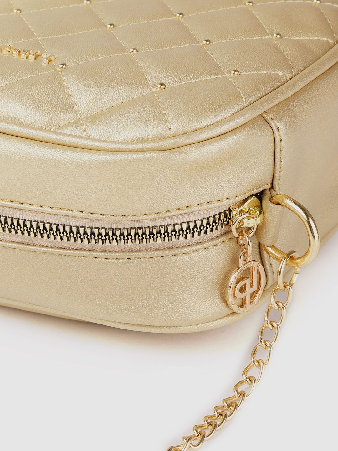 Lino Perros Women Gold-Toned Quilted Sling Bag