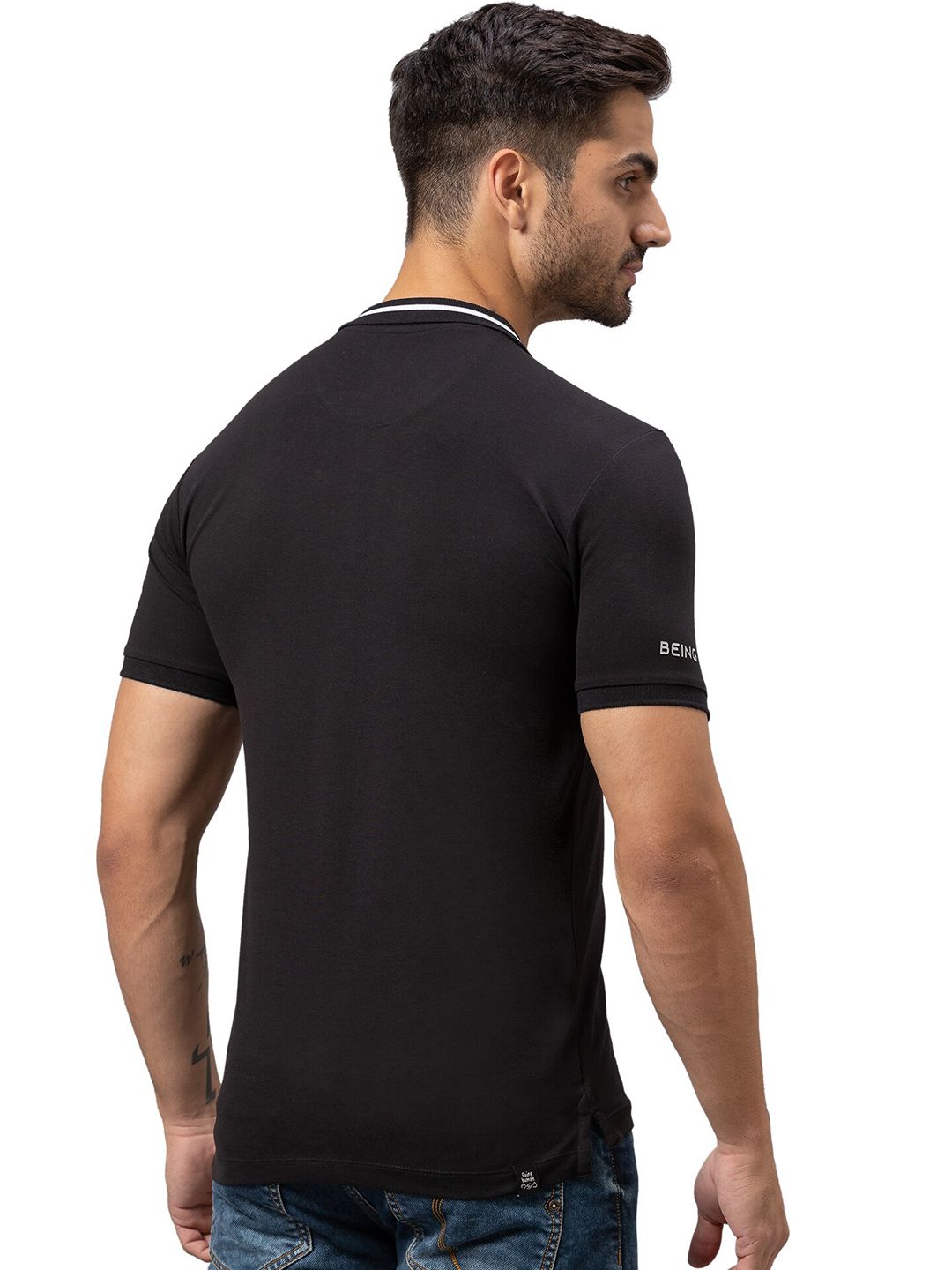 Menjadi T-shirt kolar polo pepejal lelaki manusia manusia