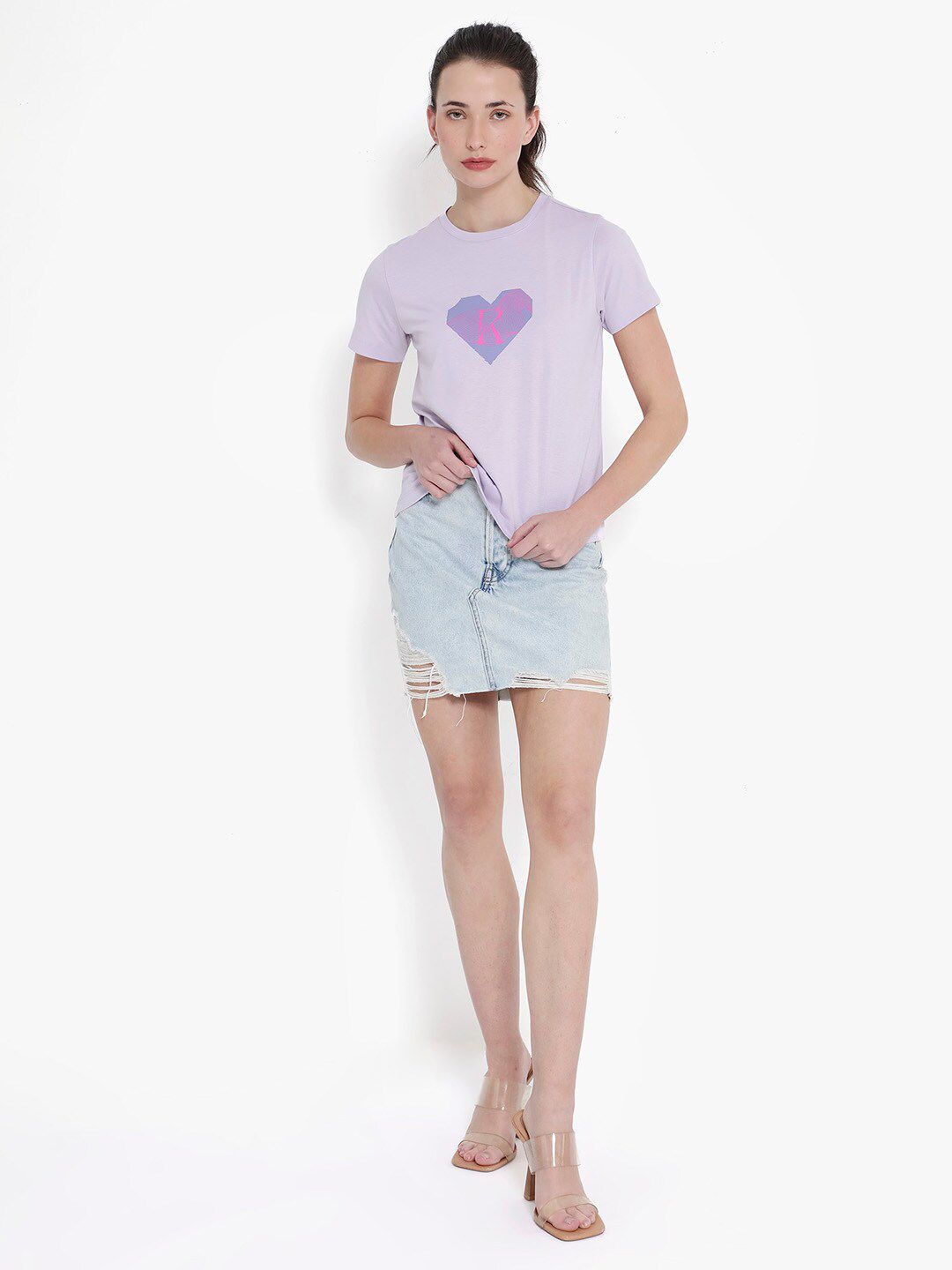 RAREISM Lee Graphic Printed Round Neck Cotton T-shirt