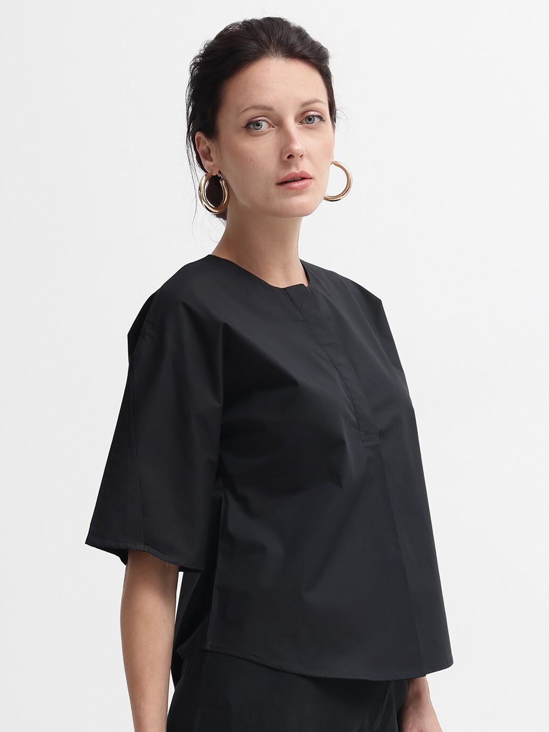 RAREISM Flared Sleeve Cotton Top