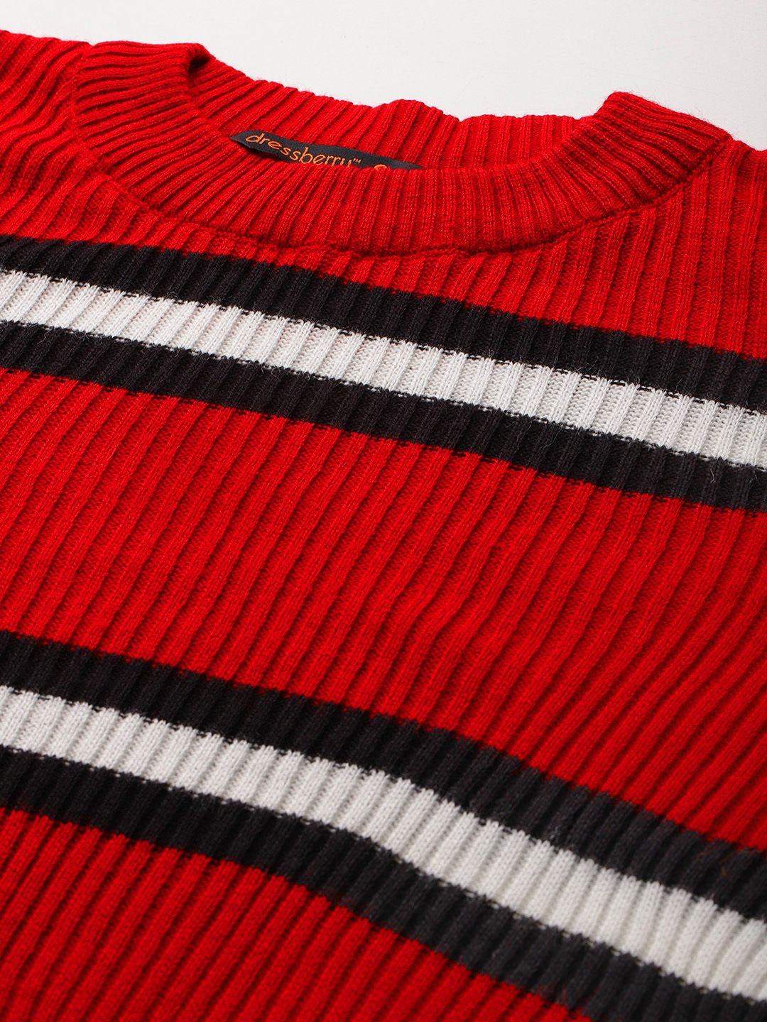 DressBerry Acrylic Striped Ribbed Pullover