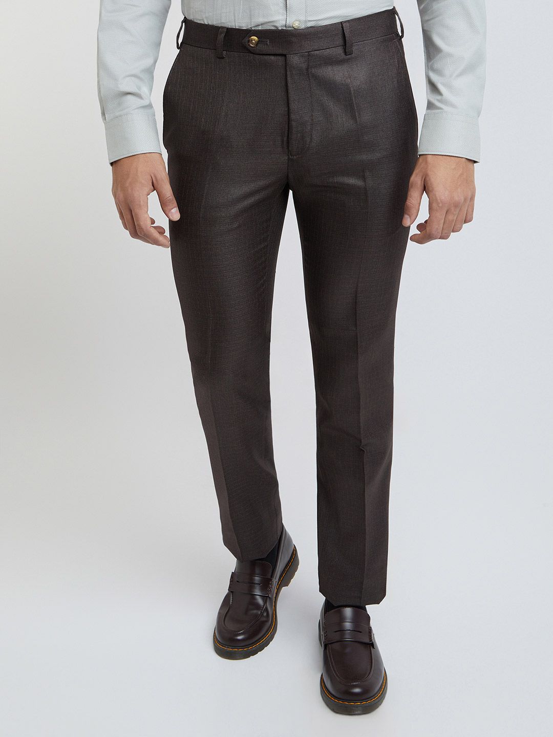 Raymond Men Self Design Textured Slim Fit Formal Trousers