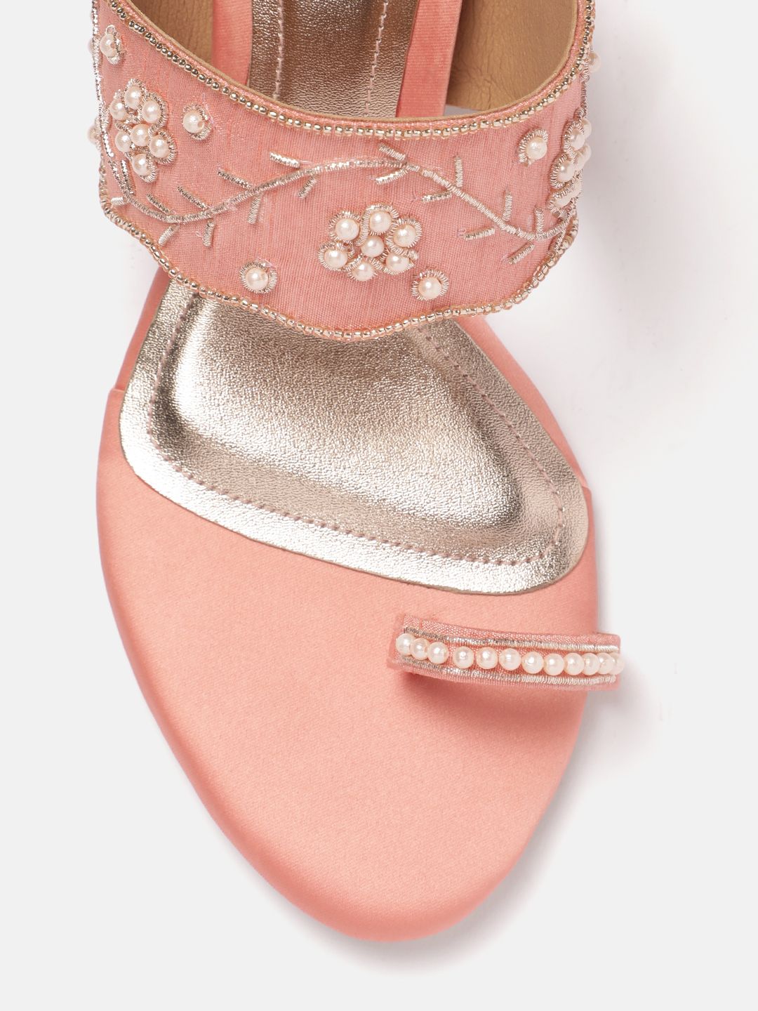 House of Pataudi Floral Embellished Block Heels