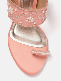 House of Pataudi Floral Embellished Block Heels