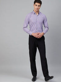 DENNISON Men White & Purple Comfort Regular Fit Checked Formal Shirt