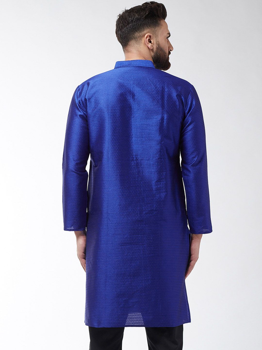 SOJANYA Kurta Lurus Bercetak Biru Lelaki