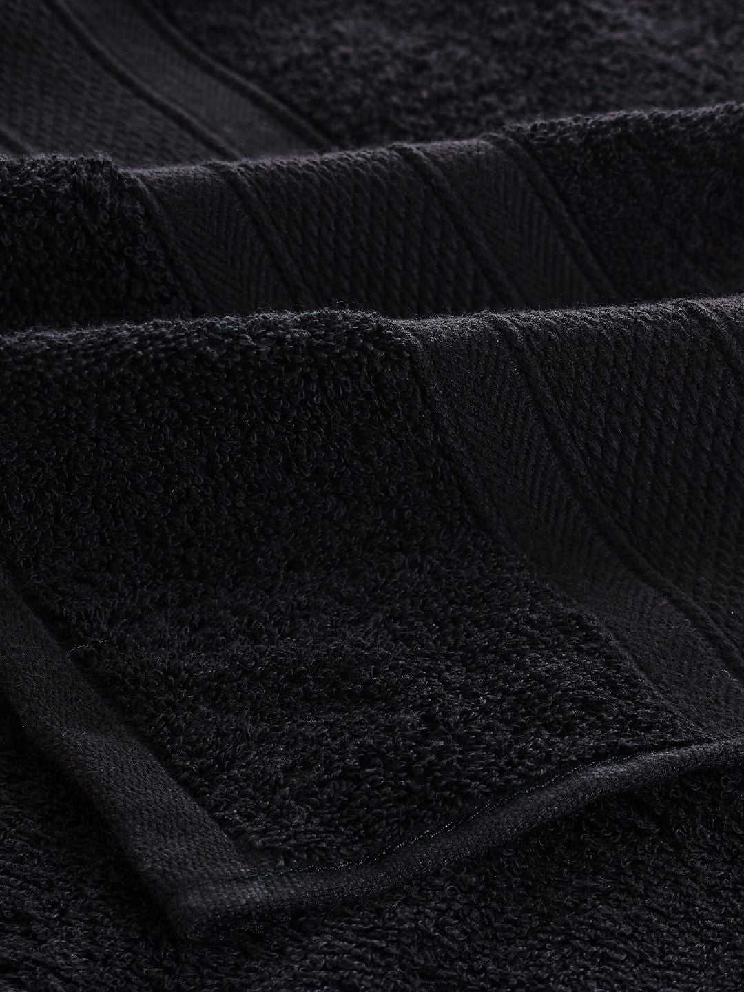 MYTRIDENT Black Set Of 2 500 GSM Pure Cotton Bath Towels