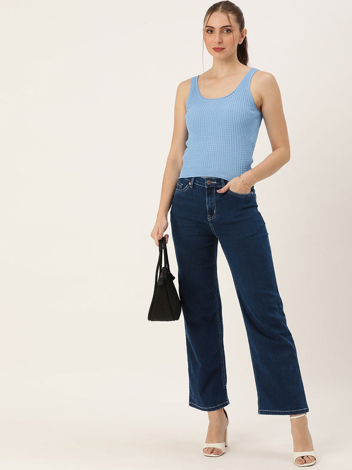 AND Women Wide Leg Light Fade Stretchable Mid-Rise Jeans