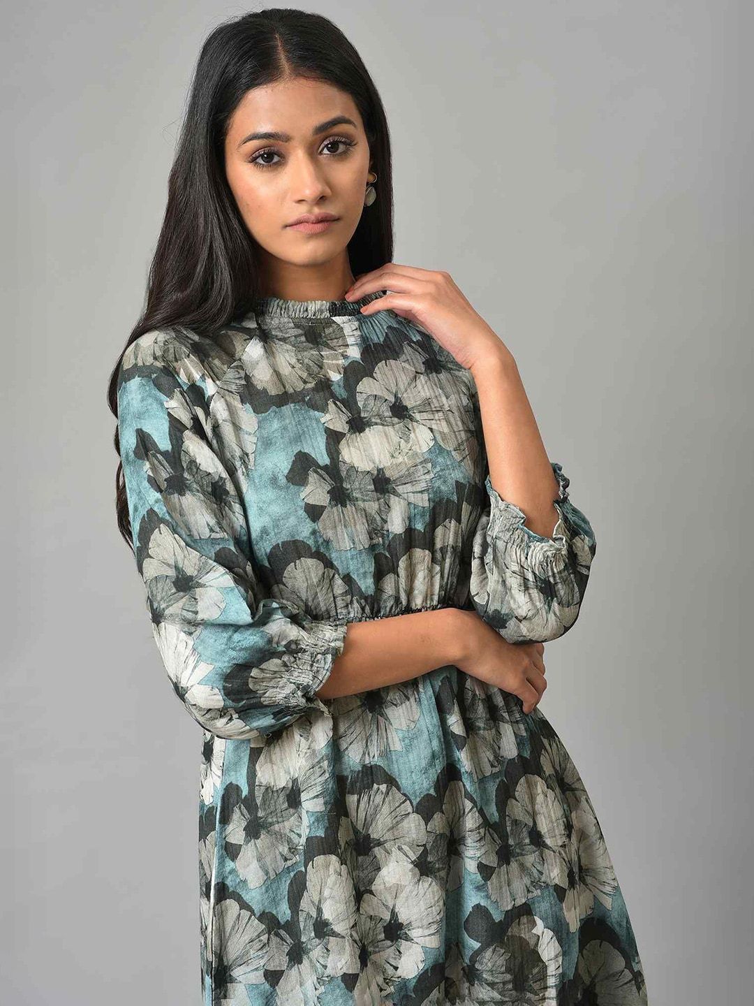 W Floral Midi Cotton Dress