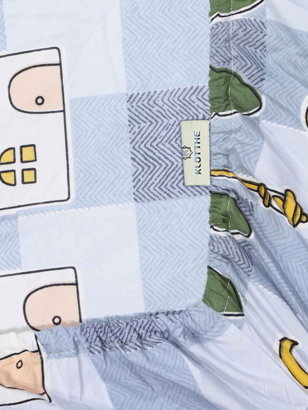KLOTTHE Blue Conversational Polycotton 300 TC Dilengkapi Cadar King dengan 2 Sarung Bantal-98 x 89 inci