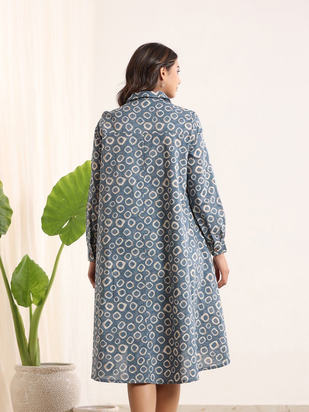 SANSKRUTIHOMES Geometric Printed Pure Cotton Kaftan Nightdress