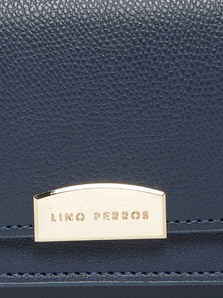 Lino Perros Women Blue Solid Three Fold Wallet
