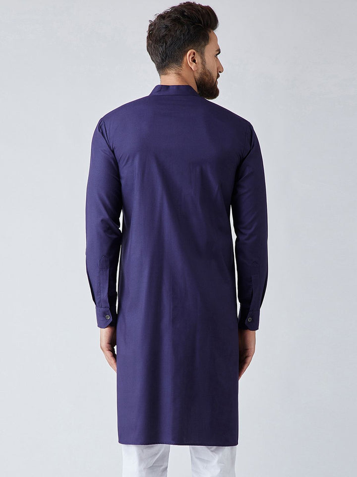 SOJANYA Men Navy Blue Solid Pathani Kurta