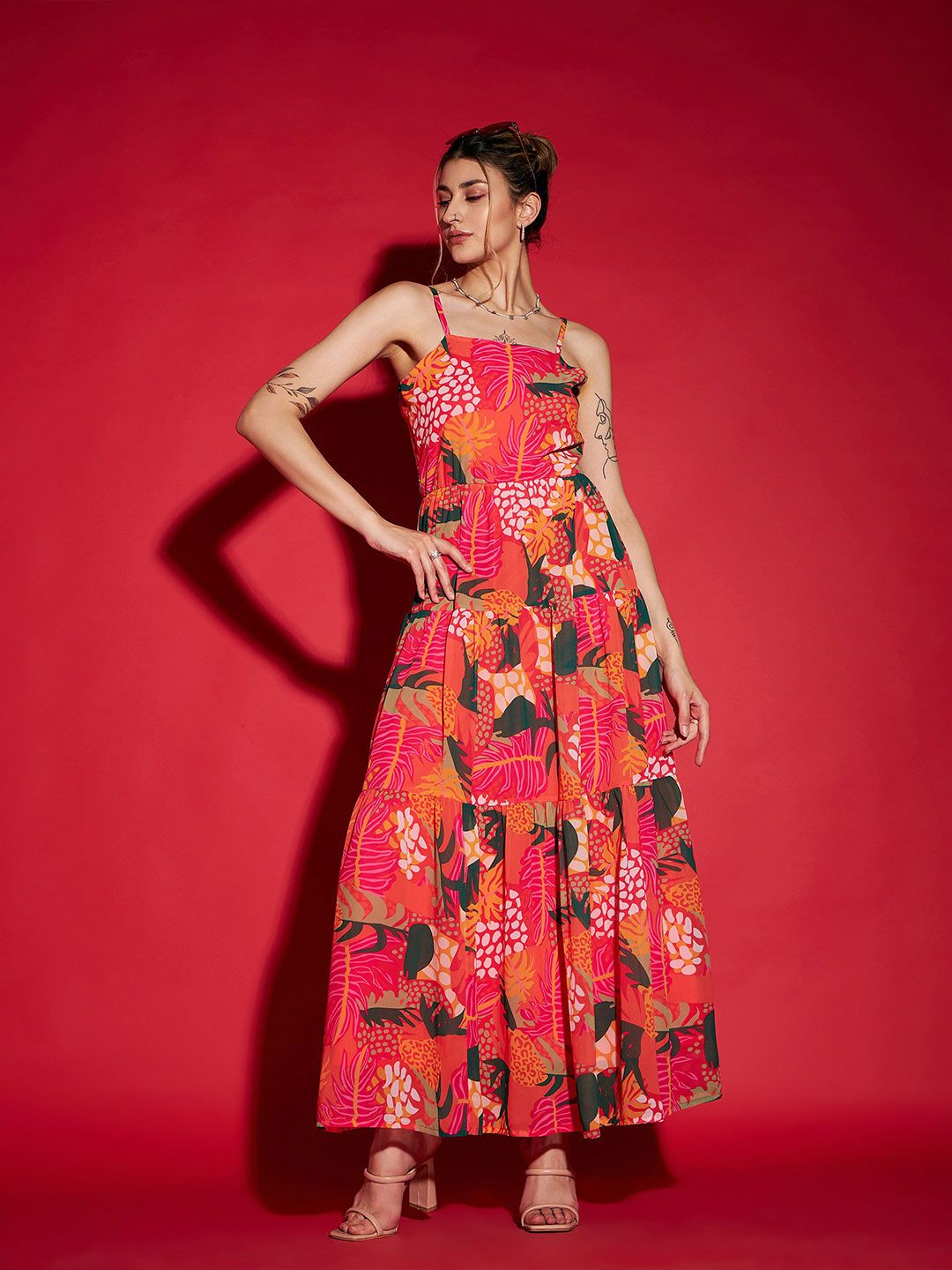 SASSAFRAS Floral Print Maxi Dress
