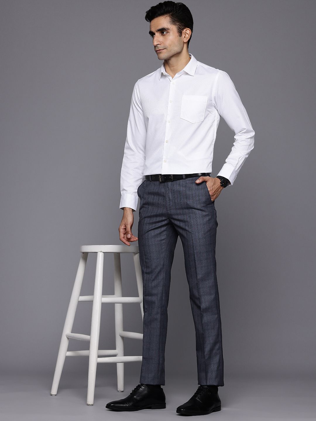 Raymond Men Checked Slim Fit Formal Trousers