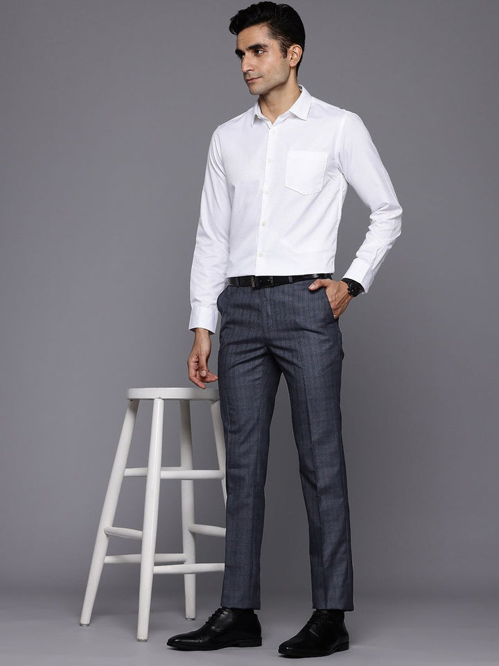 Raymond Men Checked Slim Fit Formal Trousers