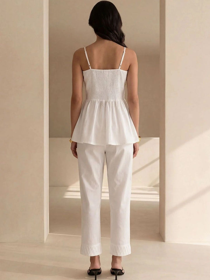House of Chikankari Floral Bordir Cotton Peplum Top