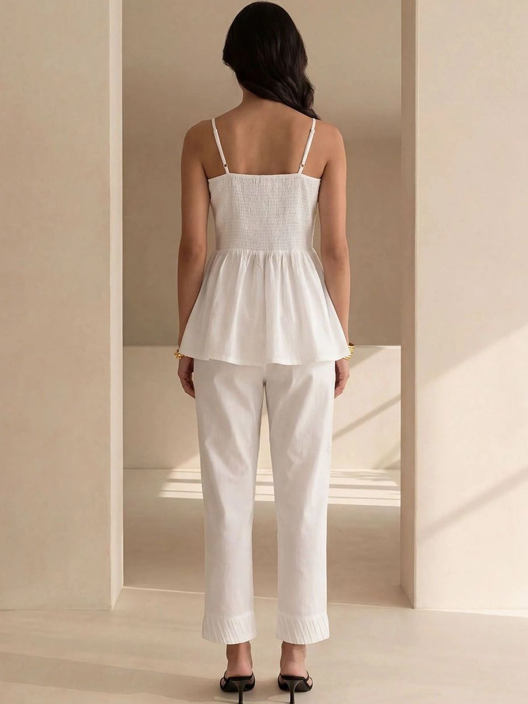 House of Chikankari Floral Bordir Cotton Peplum Top