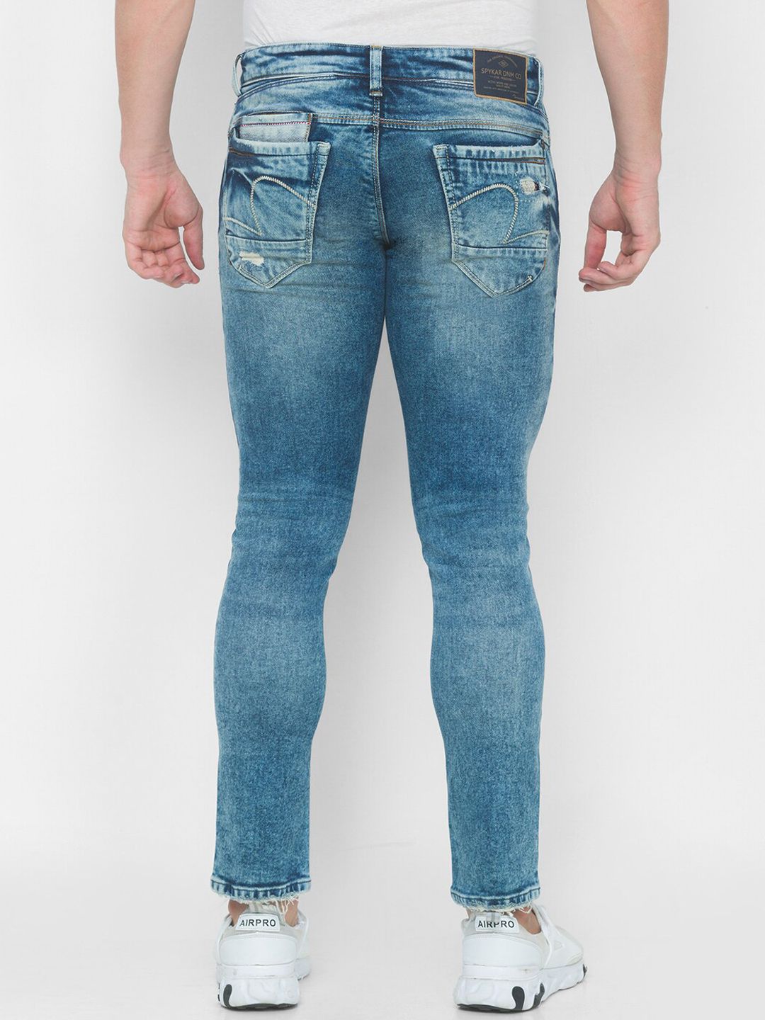 SPYKAR Men Blue Skinny Fit Low-Rise Mildly Distressed Heavy Fade Jeans