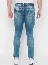 SPYKAR Men Blue Skinny Fit Low-Rise Mildly Distressed Heavy Fade Jeans