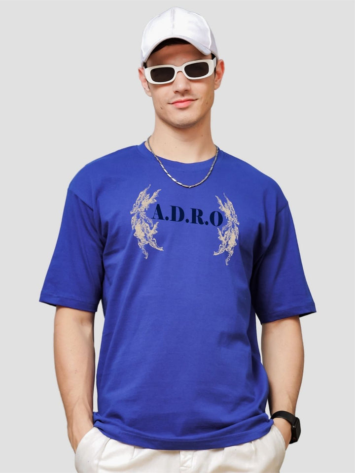 ADRO Lelaki Baju T-Shirt Bersaiz Besar Kapas Lengan Jatuh Bercetak Grafik