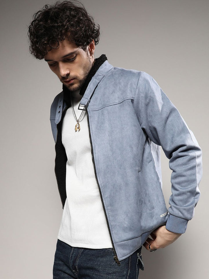 Kampus Sutra Grey Suede Windcheater Jaket Disesuaikan