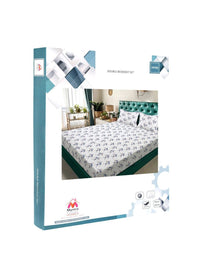 Myntra Elegant Homes White & Blue Floral 300 TC King Cadar dengan 2 Sarung Bantal